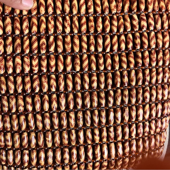 Brown Woven Beaded Tote Bag with Matching Wallet Size Purse - Picture 7 of 7